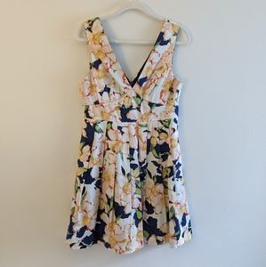 J. Crew Factory Sateen Floral Print V-Neck Dress